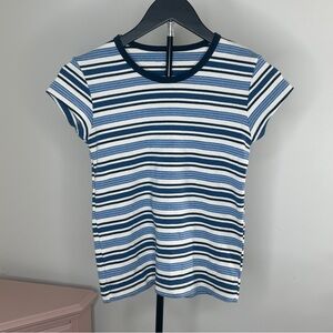 Brandy Melville Navy and White Striped Cotton Baby Tee